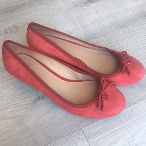 Tory Burch Red Wedge Ballerina Shoes Size 8.5